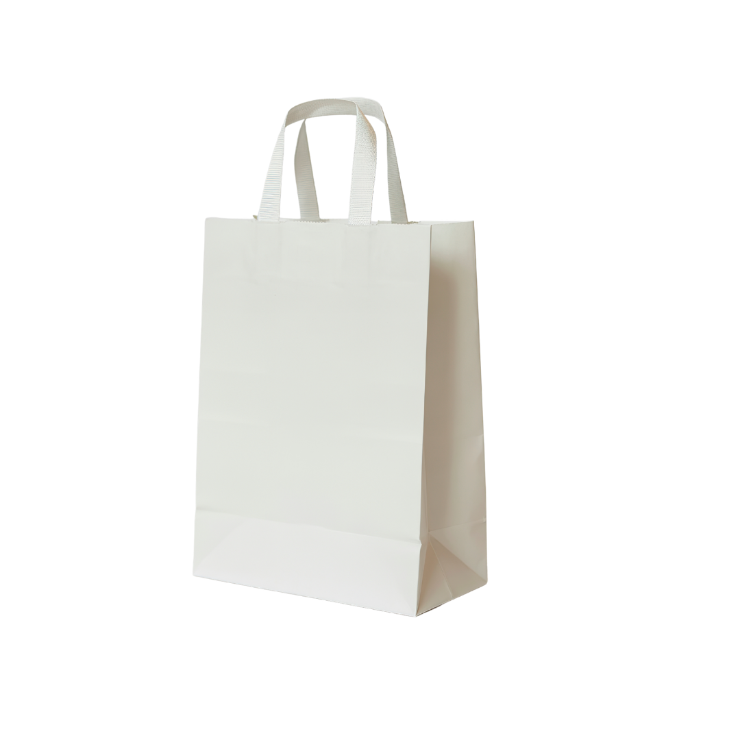 White flat-handle paper bag